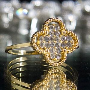 18kt Gold Dipped Pave Swarovski Sunflower Ring